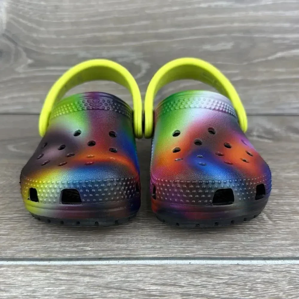 Crocs Iconic Comfort Toddler Girl Sz 5 Tie Dye Ombre Slip On Clogs Sandals